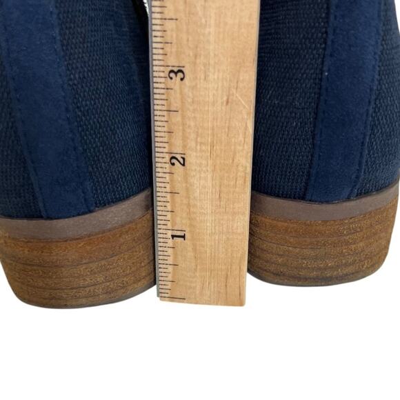 TOMS Womens Boots Size 11 Navy Blue Suede Side Zip Ankle Booties Low Heel - Picture 4 of 7